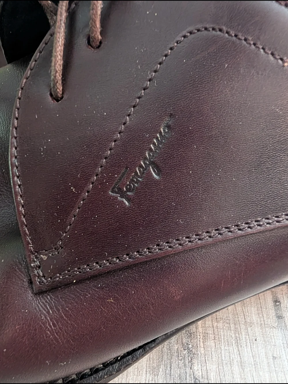 Salvatore Ferragamo Brown Leather Cap-Toe Derby Shoes, Size 10 (S4)